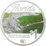 2014 1 oz Coloured Alligator Silver Bullion Coin