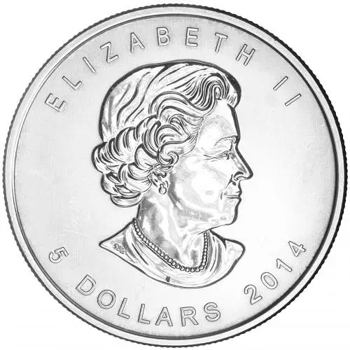 2014 Coloured Silver Uncirculated 1 Ounce Eagle 5 Dollar  Coin Single Canada Royal Canadian Mint obverse