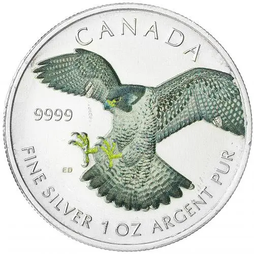 2014 Coloured Silver Uncirculated 1 Ounce Eagle 5 Dollar  Coin Single Canada Royal Canadian Mint reverse