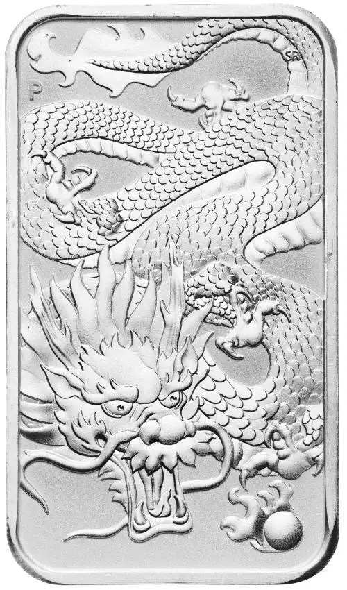2022 Silver Bullion 1 Ounce Coin Bar Dragon Australian Dollar $1  Coin Australia Perth Mint reverse