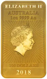 2018 Australian Dragon Rectangular 1oz Gold Coin obverse