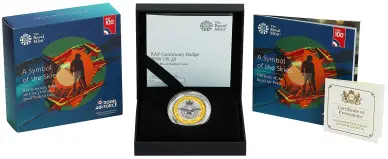 2018 Silver Proof Piedfort RAF Centenary Elizabeth II Badge Pound Sterling £2  Coin display box
