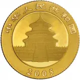 2005 Chinese Panda 0.1 oz Gold Bullion Coin obverse chards image crop