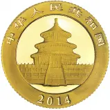 2014 Gold Uncirculated 0.1 Ounce Panda  Coin  obverse