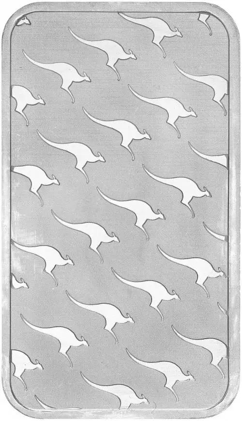 Silver Bullion 1 Ounce Minted Kangaroo Style  Bar Perth Mint obv