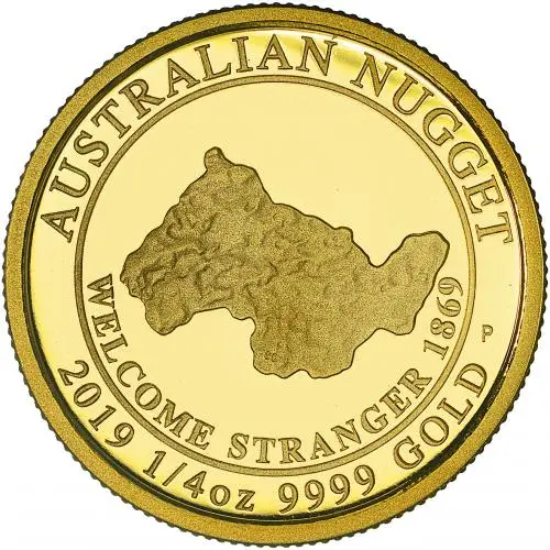 2019 Gold 0.25 oz Nugget Anniversary Coin With Box and Certificate reverse