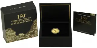 2019 Gold 0.25 oz Nugget Anniversary Coin With Box and Certificate box display