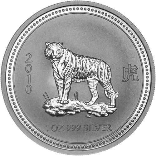 2007/2010 Australia 1 Oz Lunar I Year of the Tiger $1 Silver