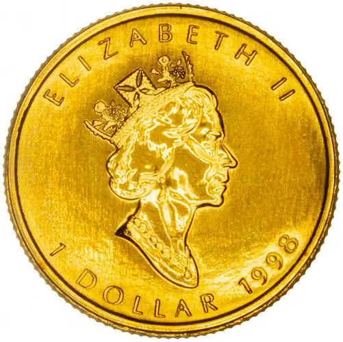 1998 Gold Uncirculated 0.05 Ounce Maple  Coin Single Canada Royal Canadian Mint obverse crop chards image