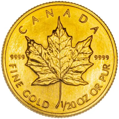 1998 Gold Uncirculated 0.05 Ounce Maple  Coin Single Canada Royal Canadian Mint reverse crop chards image