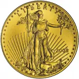 2008 Gold Bullion 1 Ounce Eagle  Coin Single United States of America US Mint obverse chards image crop