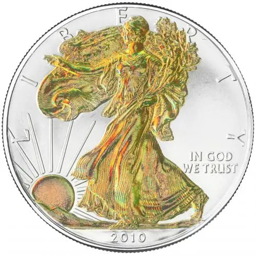 2010 Silver Bullion 1 Ounce Eagle Holographic Gilded  Coin reverse