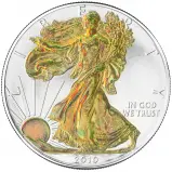 2010 Silver Bullion 1 Ounce Eagle Holographic Gilded  Coin