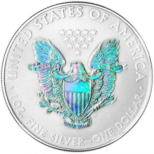 2010 Silver Bullion 1 Ounce Eagle Holographic Gilded  Coin  obverse