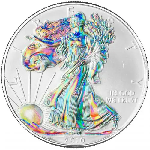 2010 Silver Bullion 1 Ounce Eagle Holographic Gilded  Coin  reverse