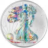 2010 Silver Bullion 1 Ounce Eagle Holographic Gilded  Coin 