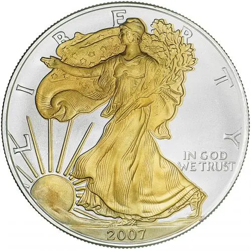 2007 Silver Bullion 1 Ounce Eagle Gilded Coin obverse