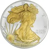 2007 Silver Bullion 1 Ounce Eagle Gilded Coin