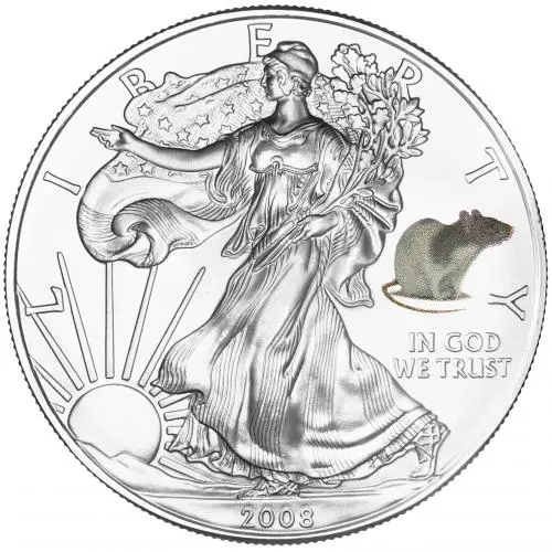 2008 Rat Privy Mark Silver 1 oz Eagle Bullion Coin Pre-Owned reverse