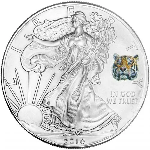 2010 1 oz Silver Eagle Bullion Coin Tiger Privy Mark  reverse