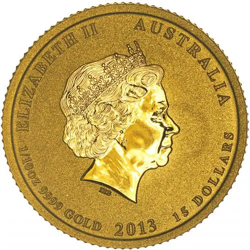 2013 Gold 0.1 oz Lunar Year of the Snake Australian $15  Coin  obverse