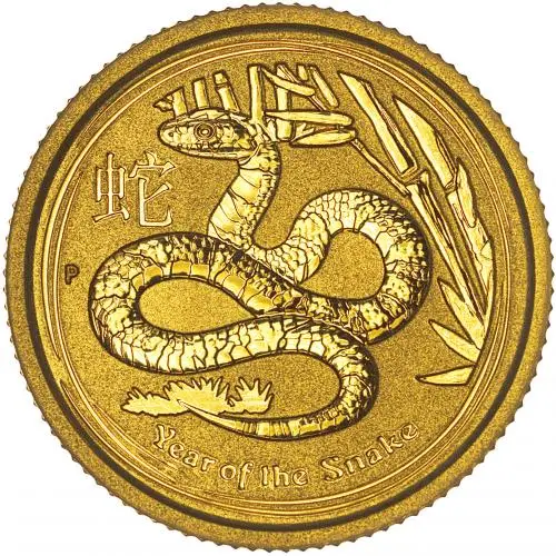 2013 Gold 0.1 oz Lunar Year of the Snake Australian $15  Coin  reverse