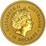 1999 Gold 0.1 Ounce Lunar Year of the Rabbit $15 Coin obverse
