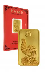 PAMP Suisse Lunar Rooster 5g Gold Bullion Bar Pre-Owned