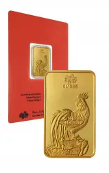 Gold Bullion 5 Gram Lunar Year of the Rooster  Bar Pre-Owned Switzerland PAMP Suisse reverse