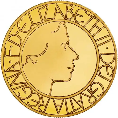2003 Gold Proof Coronation Golden Jubilee £5 Coin Obverse