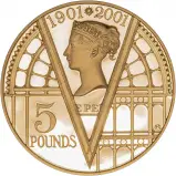 2001 Gold Proof £5 Victorian Centenary Royal Mint Coin reverse