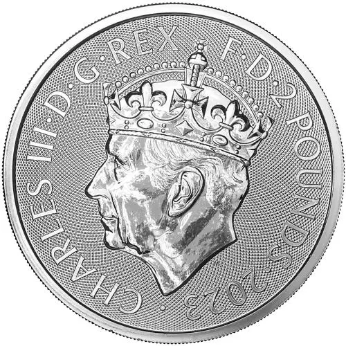 2023 Silver Bullion 1 Ounce King Charles III Coronation £2 Coin - Pre-Owned obverse