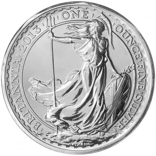2013 Silver Bullion 1 Ounce Britannia Elizabeth II Snake Privy Mark  Coin Single United Kingdom The Royal Mint reverse chards image crop