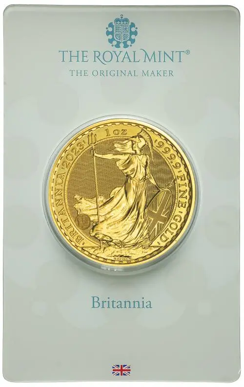2023 Gold Bullion 1 Ounce Britannia Charles III Pound Sterling £100  Coin In Sleeve United Kingdom The Royal Mint reverse