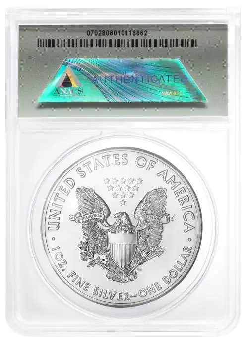 2021 Silver Bullion 1 Ounce Eagle $1  Coin Single United States of America ANACS MS-70 reverse