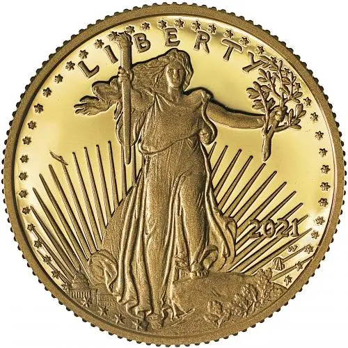 2021 Gold Proof 0.25 Ounce Eagle Type 2  Coin Single United States of America US Mint reverse
