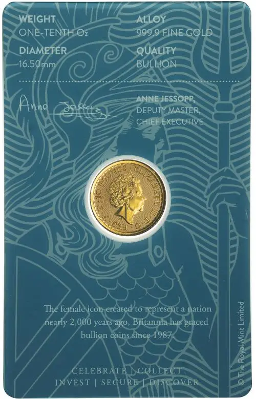 2022 Britannia 1/10 oz Gold Bullion Coin obverse