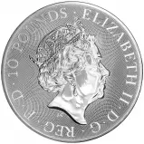2023 Silver Bullion 10 Ounce Tudor Beasts Elizabeth II Yale of Beaufort £10 The Royal Mint- Pre Owned obverse chards image crop