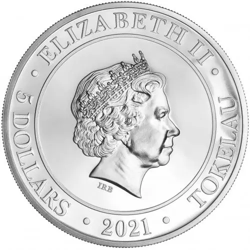 2021 Silver 1 Ounce Goddess Europa $5 Coin Tokelau obverse chards image crop