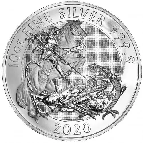 2020 Silver Bullion 10 Ounce Valiant £10  Coin United Kingdom The Royal Mint reverse chards image crop