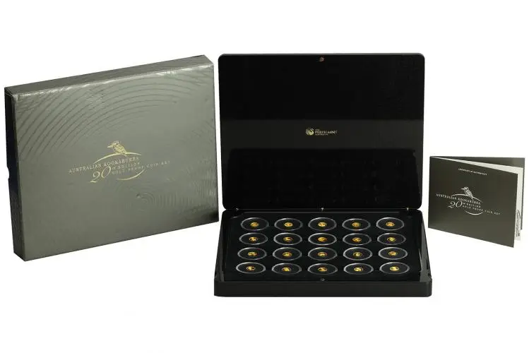 2009 Gold Proof 0.05 Ounce Kookaburra 20th Edition Coin Set box display 