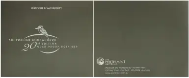 2009 Gold Proof 0.05 Ounce Kookaburra 20th Edition Coin Set  certificate