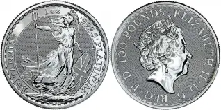 Best Value Britannia 1 oz Platinum Bullion Coin - Pre-Owned reverse display dates will vary random dates chards image reverse dates vary obverse and reverse