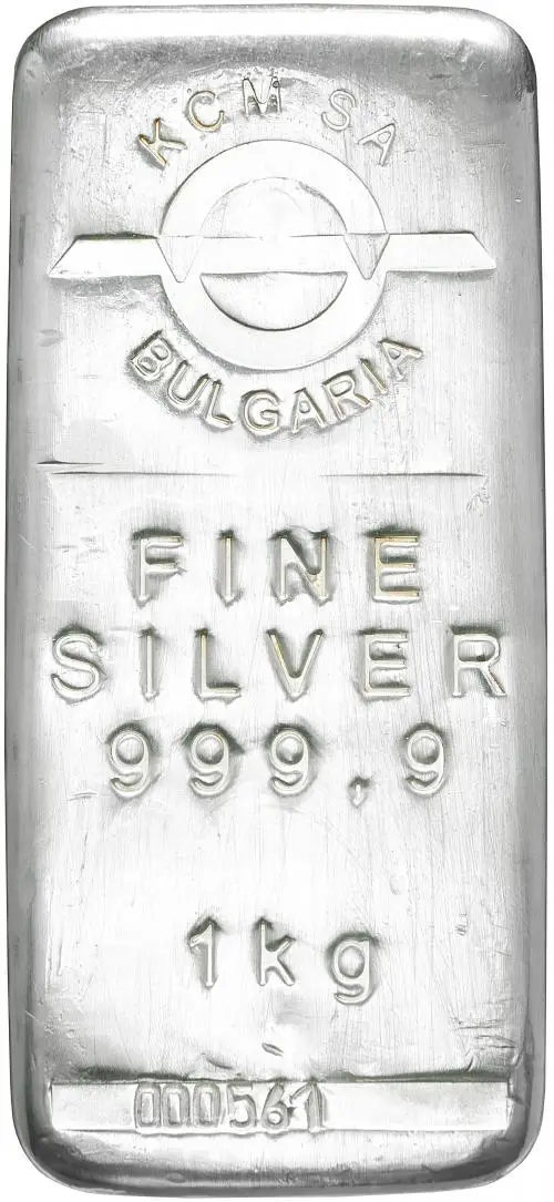 Silver Bullion 1 Kilogram Cast  Bar Without Cert Pre-Owned Bulgaria KCM SA reverse