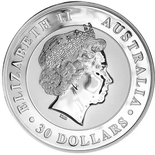 2012 Silver Bullion 1 Kilogram Kookaburra Elizabeth II Australian Dollar $30  Coin Single Australia Perth Mint obverse