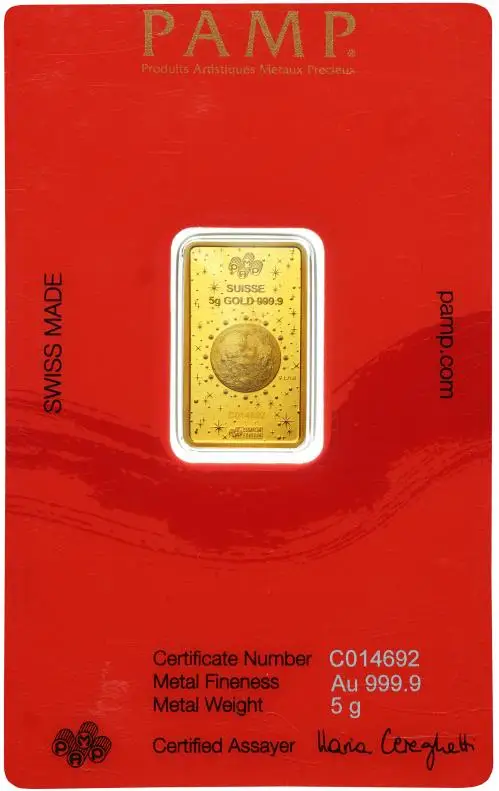 2024 PAMP Lunar 'Year of the Azure Dragon' 5g Gold Bar (Pre-Owned) obverse