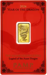 2024 PAMP Lunar 'Year of the Azure Dragon' 5g Gold Bar (Pre-Owned)