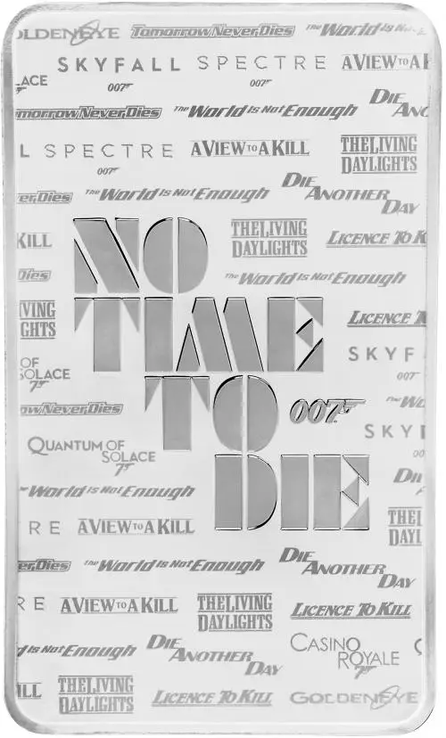 Silver Bullion 10 Ounce 007 James Bond James Bond - No Time To Die  Bar Loose Pre-Owned The Royal Mint obverse