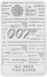 2020 007 James Bond 'No Time To Die' 10 oz Silver Bullion Bar - Pre-Owned 