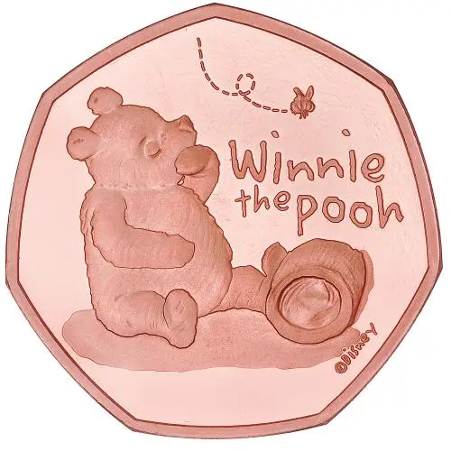 Gold Proof Elizabeth II Winnie the Pooh Pound Sterling 50 Pence  Coin Without Box reverse